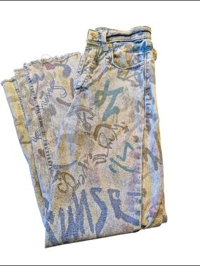 wild fable Light Wash Multicolor Graffiti High-Rise Jeans
